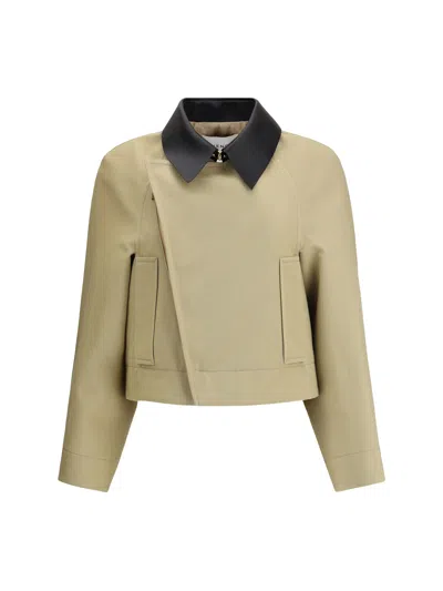 Givenchy Womens Cropped Leather-collar Cotton And Wool-blend Peacoat Beige In Neutral