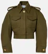 Givenchy Cropped Cotton And Wool Jacket In Green