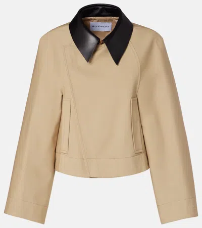 Givenchy Cropped Cotton And Wool Peacoat In Sand