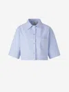 Givenchy Cropped Cotton Shirt With Embroidered Logo In Blue