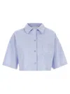 Givenchy Cropped Cotton Shirt With Embroidered Logo In Blue