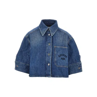 Givenchy Cropped Denim Cocoon Shirt In Multi