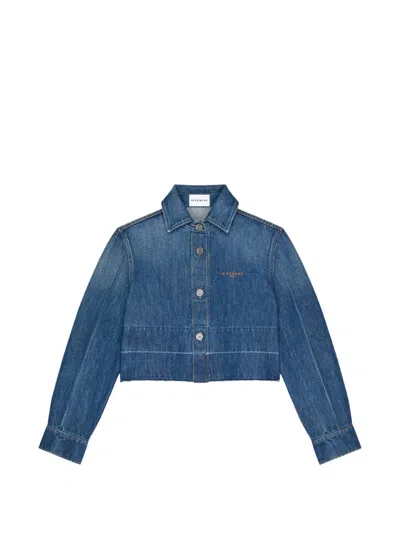 Givenchy Cropped Denim Jacket In Blue