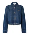 Givenchy Cropped Raw-edge Cotton Denim Jacket In Blue