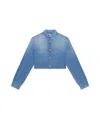 Givenchy Cropped Denim Button-front Shirt In Blue