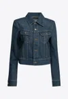 Givenchy Cropped Fitted Denim Jacket In Blue