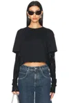 Givenchy Overlapped Cropped T-shirt In Cotton And Python Tulle In Black
