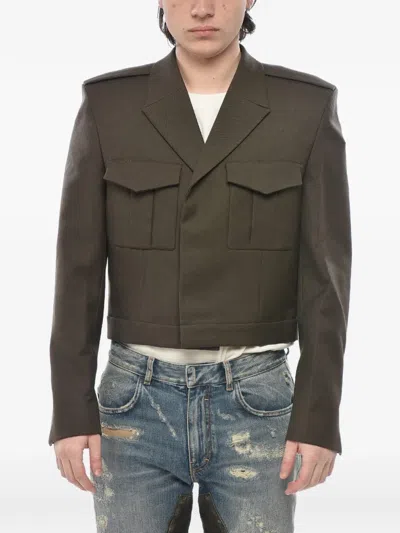 Givenchy Cropped Double-breasted Military Blazer In Green