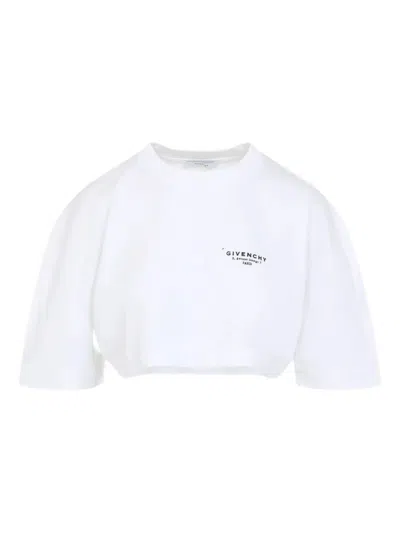 GIVENCHY CROPPED FIT T-SHIRT IN COTTON WITH GIVENCHY STAMP PRINT