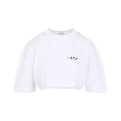 Givenchy Cropped Fit T-shirt In Cotton With  Stamp Print In White