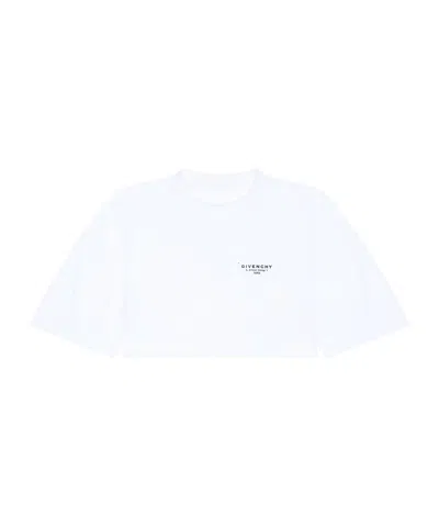 Givenchy Cropped Fit T-shirt In Cotton With  Stamp Print In White