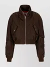 Givenchy Cropped Flap Pocket Jackets With High Collar In Brown