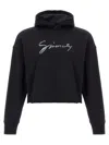 Givenchy Cropped Sweatshirt Hooded Kangaroo Pocket In Black