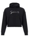 Givenchy Cropped Sweatshirt Hooded Kangaroo Pocket In Black