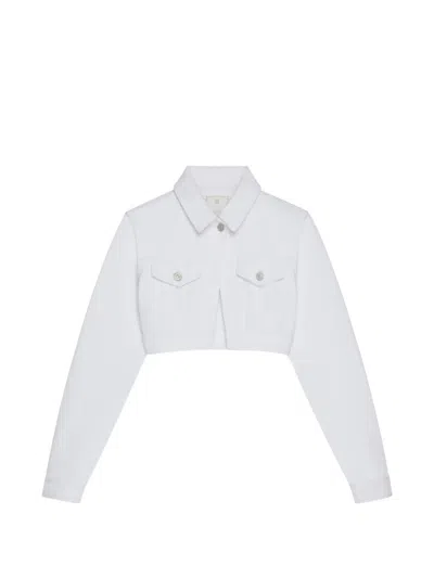 Givenchy Cropped Jacket In Denim With 4g Detail In White