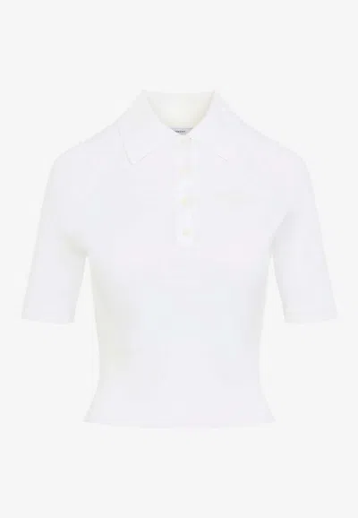 Givenchy Cropped Knit Polo T-shirt In Ivory