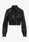 Givenchy Cropped Lamb Leather Overshirt In Black