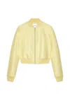 Givenchy Cropped Leather Bomber Jacket In Yellow