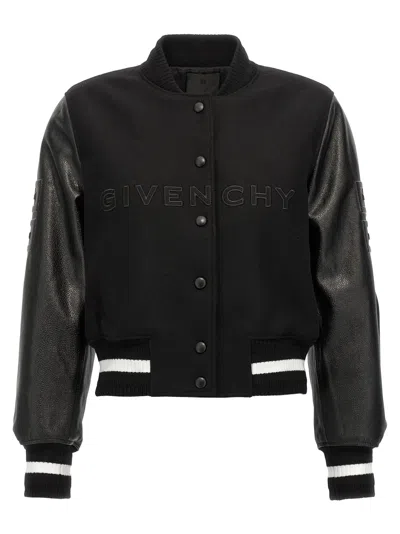 Givenchy Cropped Logo Bomber Jacket Casual Jackets, Parka In Black