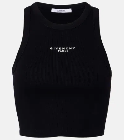 Givenchy Cropped Logo Cotton Tank Top In Black