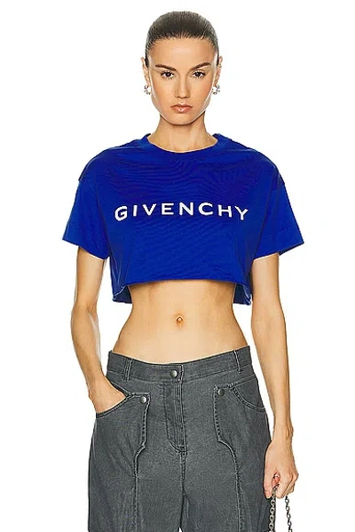 Givenchy Cropped Logo Tee In Iris Purple