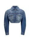 Givenchy Open-back Cotton Cropped Jacket In Blue