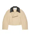 Givenchy Cropped Peacoat With Leather Collar In Cotton And Wool