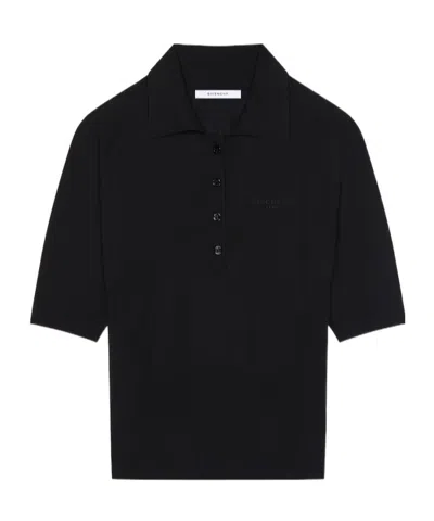 Givenchy Cropped Polo In Second Skin Effect Knit In Black