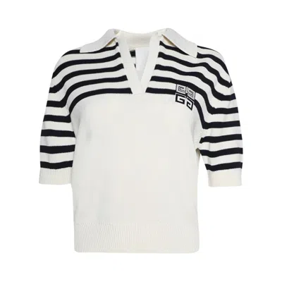 Pre-owned Givenchy Cropped Polo Sweater 'white/navy' | Women's Size Xs