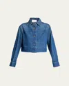 Givenchy Cropped Raw-edge Cotton Denim Jacket In Blue
