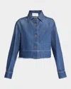 Givenchy Cropped Raw-edge Cotton Denim Jacket In Blue