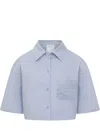 Givenchy Cropped Cotton Shirt With Embroidered Logo In Blue