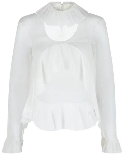 Givenchy Cropped Silk Blouse In White