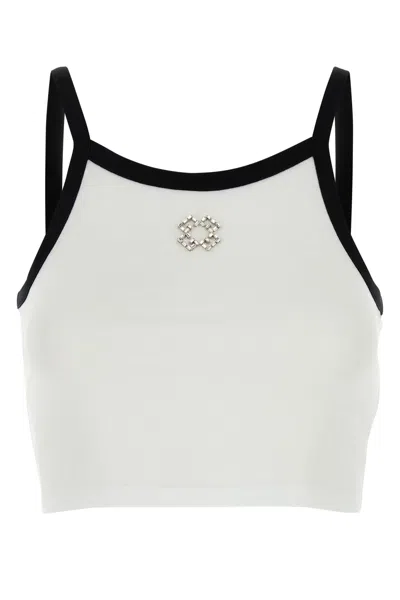 Givenchy Cropped Tank Top In Cotton And Crystals With 4g Detail In White
