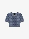 Givenchy Cropped Sweater In Monogram 72 Jacquard In Bleu Denim