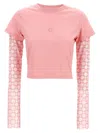 Givenchy Short Sleeve Layered Crew Neck Crop Top