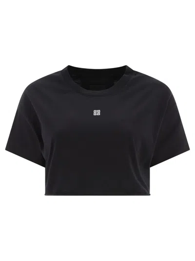 Givenchy Cropped T-shirt With Embroidered Logo In Black
