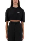 Givenchy Cropped Fit T-shirt In Cotton With Stamp Print Clothing In Black