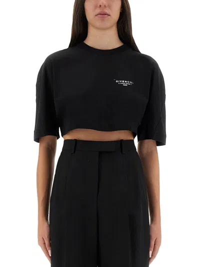 GIVENCHY GIVENCHY CROPPED T-SHIRT WITH LOGO PRINT