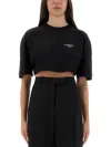 Givenchy Cropped Fit T-shirt In Cotton With Stamp Print Clothing In Black