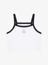 Givenchy Cropped Tank Top In Cotton And Crystals With 4g Detail In White