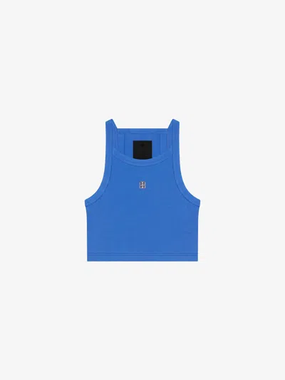 Givenchy Cropped Tank Top In Cotton With 4g Detail In Iris Purple