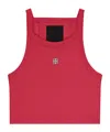 Givenchy Cropped Tank Top In Cotton With 4g Detail In Red