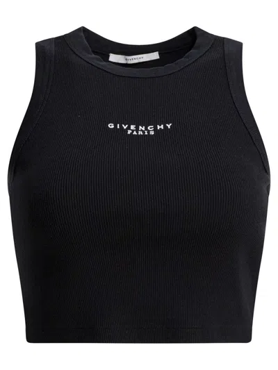Givenchy Cropped Tank Top With Logo In Black