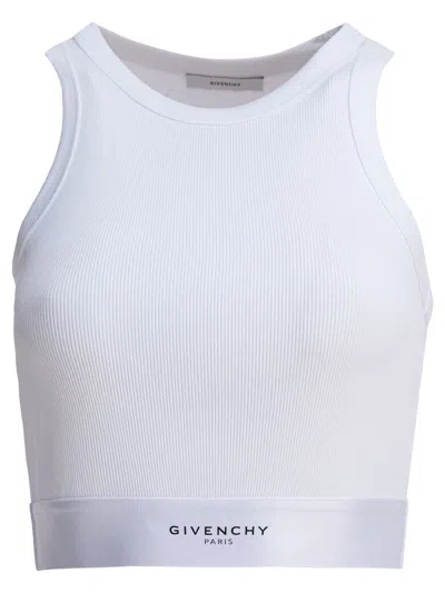 Givenchy Cropped Tank Top With Logo In White