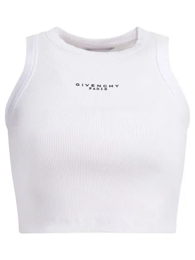 Givenchy Cropped Tank Top With Logo In White