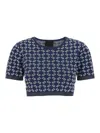 Givenchy Short Sleeve Crew Neck Geometric Pattern Top In Blue