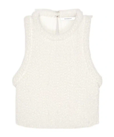 Givenchy Cropped Top In Knit With Embroidered Pearls In White