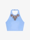 GIVENCHY CROPPED TOP IN LEATHER WITH EMBROIDERED STONES