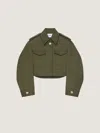 Givenchy Cropped Utility Jacket In Cotton And Wool In Green